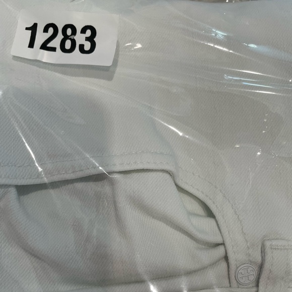 Tory Burch Alexa Jeans Size 31 White Cropped Skinny Mid Rise Denim 5 Pocket Logo - Picture 6 of 6